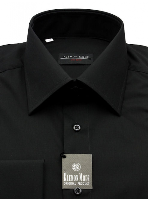 Čierna košeľa SLIM FIT s vysokým golierom SF20-098T - All4Men.sk