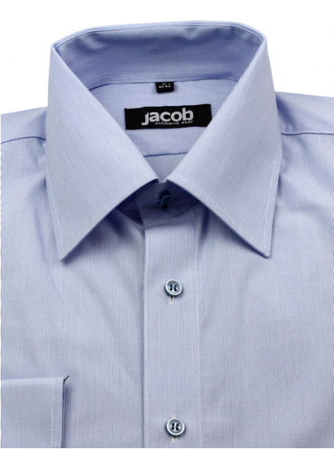 Modrá košeľa s vysokým golierom (klasický st.) JACOB - All4Men.sk