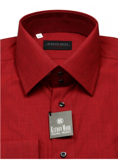 Červená-vínová košeľa SLIM FIT s vysokým golierom KLEMON - All4Men.sk