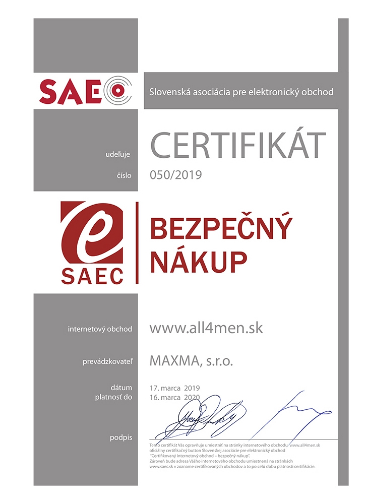 Bezpečný nákup na All4Men.sk - certifikát od SAECu