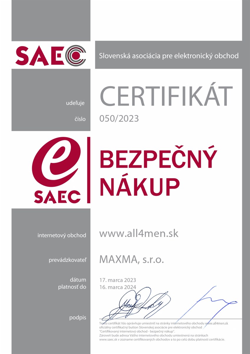 Bezpečný nákup na All4Men.sk - certifikát od SAECu